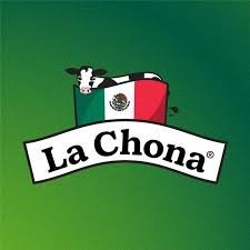 La Chona logo featuring a stylized cow above a banner with the name “La Chona,” set against a green background with a Mexican flag motif, representing a sponsor of the Kick It 3v3 Soccer tournament